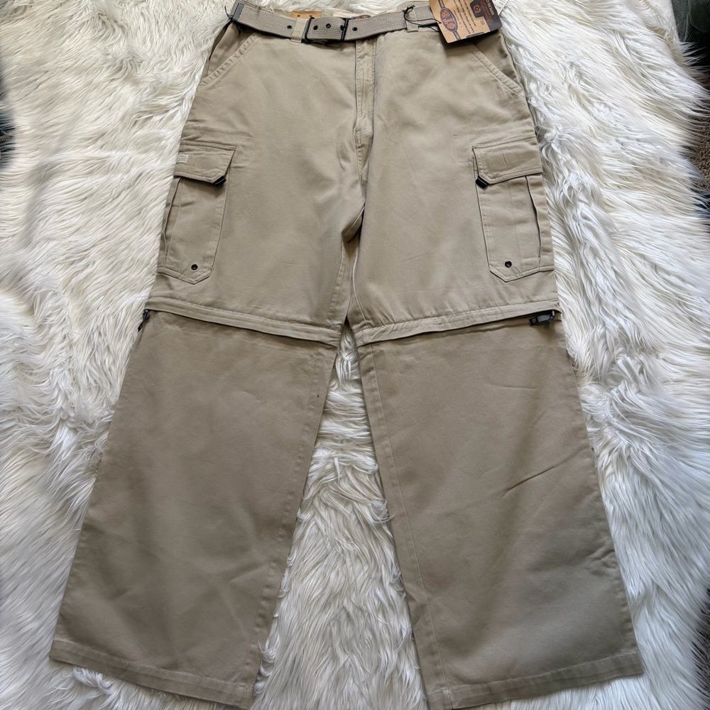 OTB One Tough Brand Pants Men Size 38x32 Khaki Convertible Baggy Cargo NWT